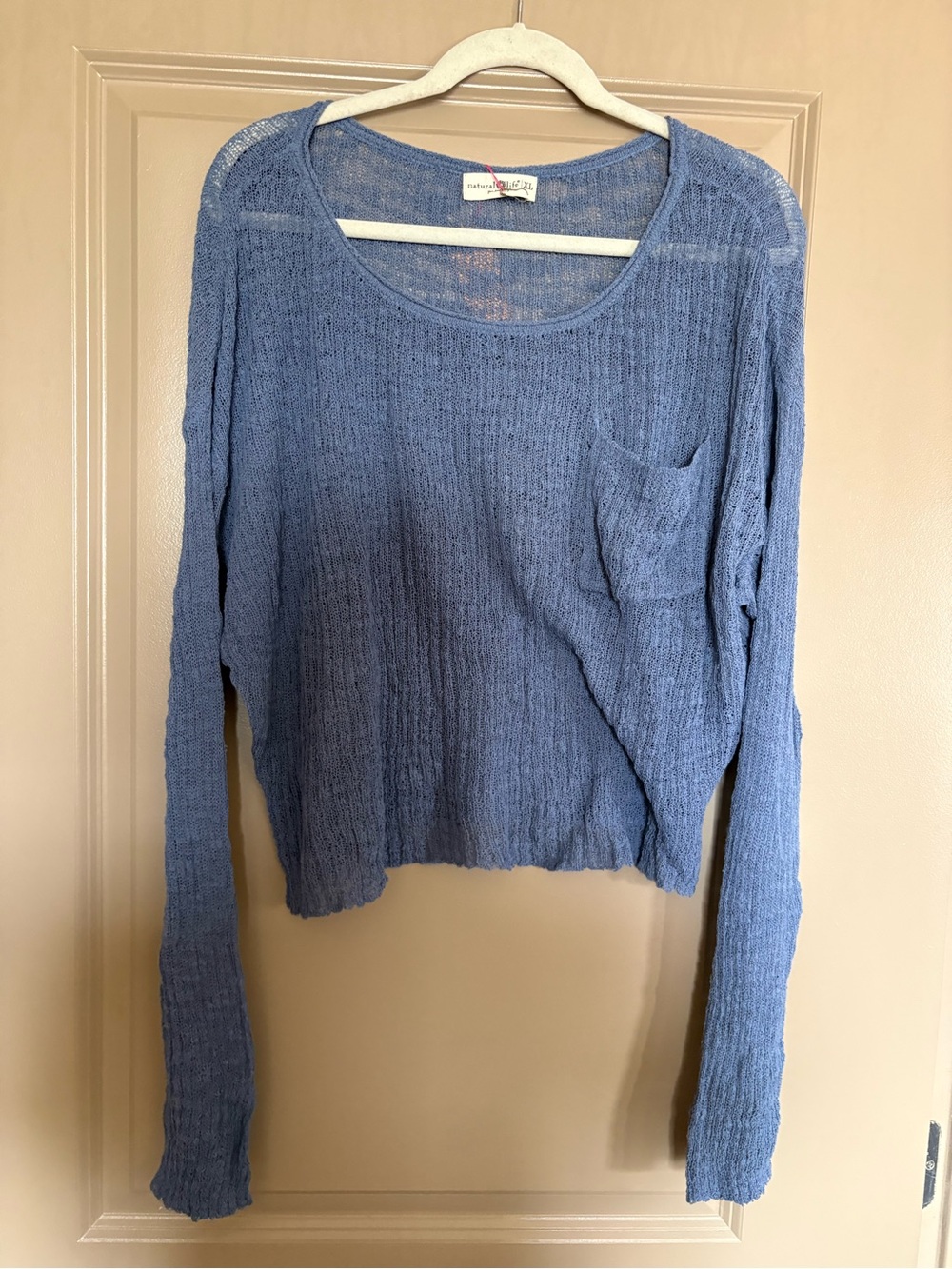 NATURAL LIFE Dusty Blue Lightweight Scoop Neck Knit Top